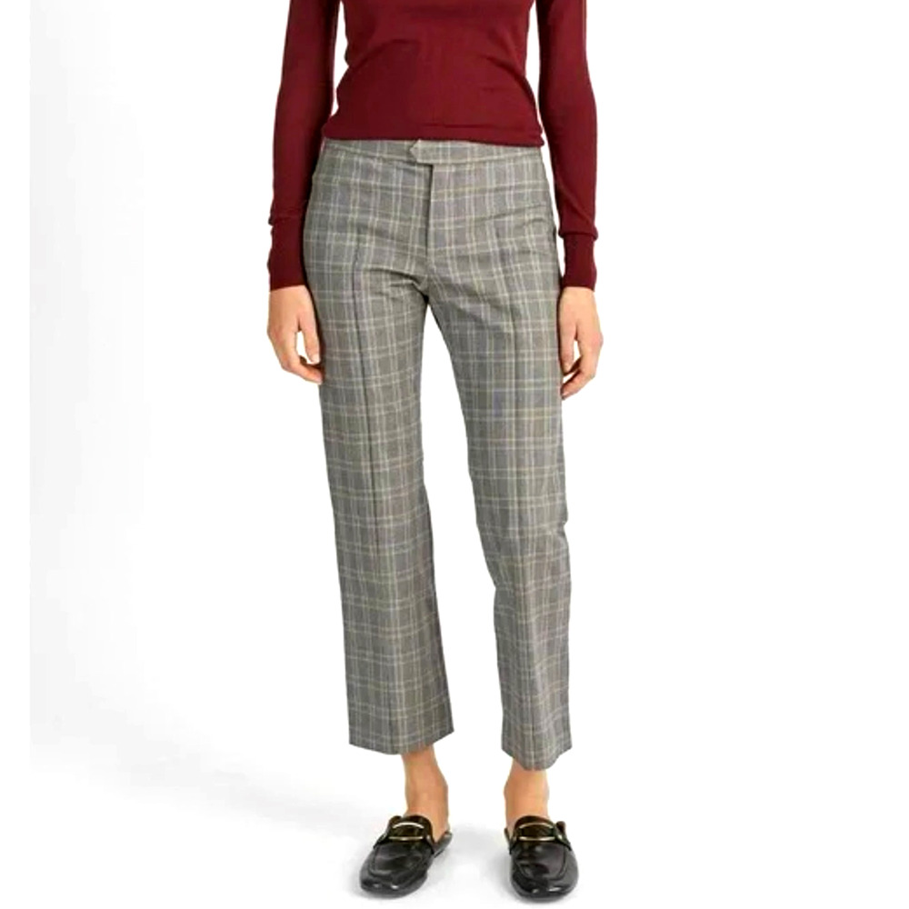 Isabel Marant 10 Plaid Trouser $390 Straight Leg Stretch Nerys Pants Gray 42 NWT
